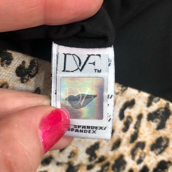 DVF Arianna Leopard Colorblock Sheath Dress SZ 8 - Picture 13 of 15